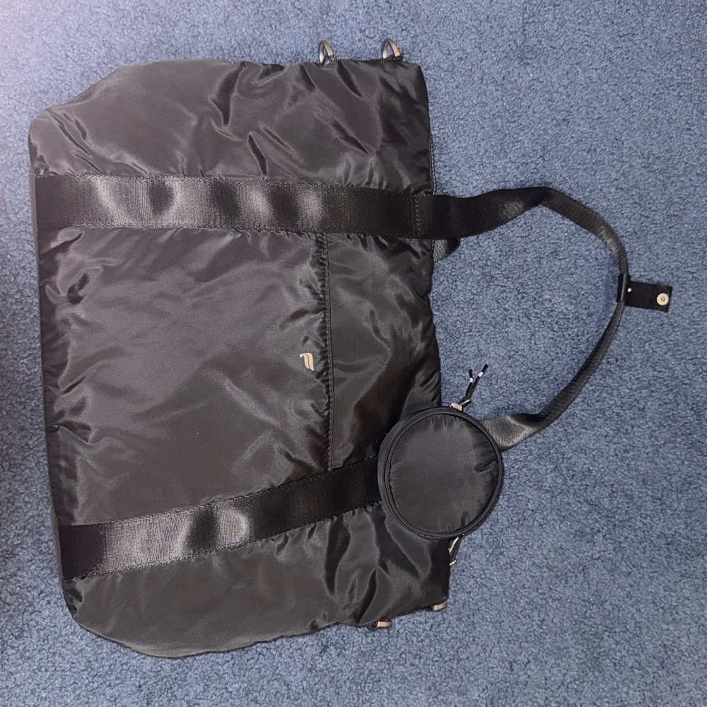 Black Fabletics Nylon Tote Bag with Detachable Pouch